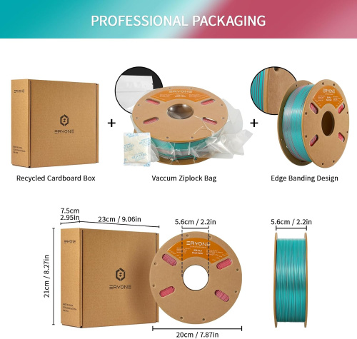 ERYONE Silk Dual-Color PLA, Teal & Orange Red