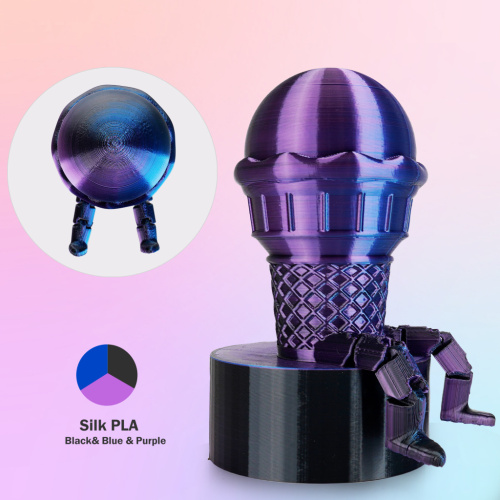 ERYONE Silk Tri-Color PLA, Black & Blue & Purple