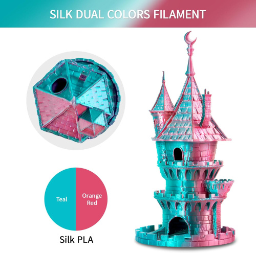 ERYONE Silk Dual-Color PLA, Teal & Orange Red