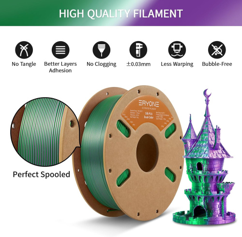 ERYONE Silk Dual-Color PLA, Purple & Green