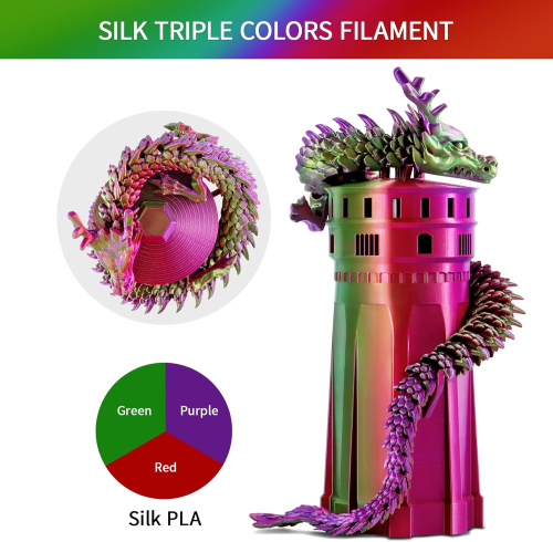 ERYONE Silk Tri-Color PLA, Red & Purple & Green