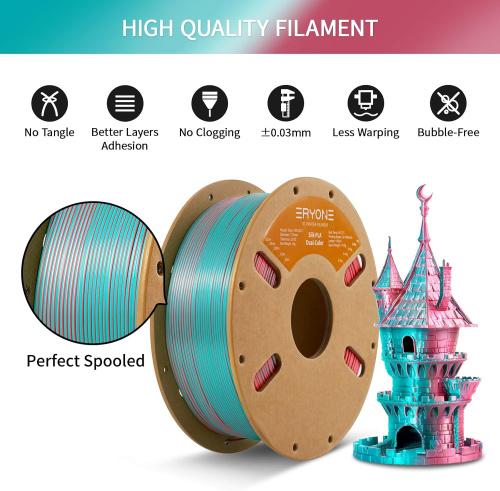 ERYONE Silk Dual-Color PLA, Teal & Orange Red