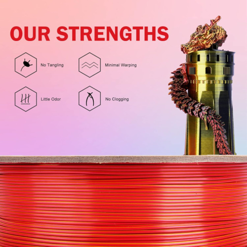 ERYONE Silk Tri-Color PLA, Black & Red & Gold